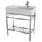 Modern Ceramic Console Sink With Counter Space and Chrome Base, 32